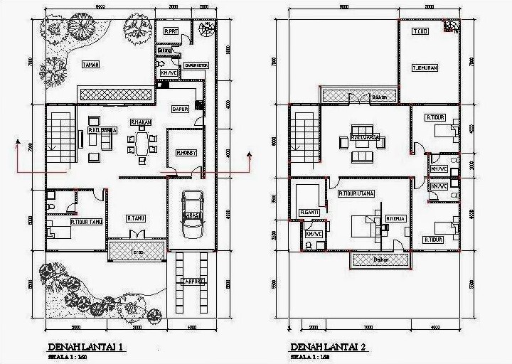 Denah Desain Rumah Minimalis Sederhana Modern Type 36
